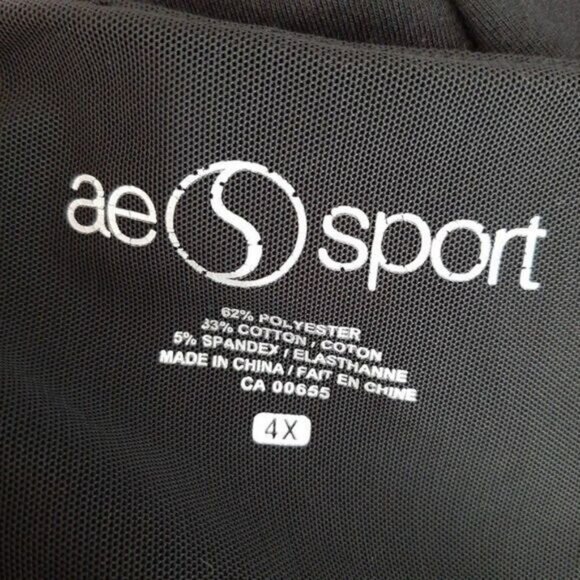 AE SPORT Athletic Tank Top Ruched Sides Black Wave Pattern Sz 4X - Picture 9 of 9